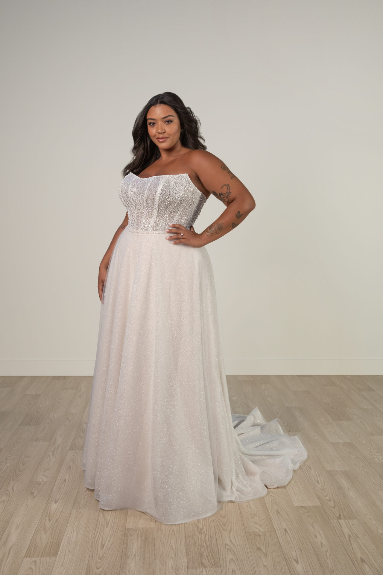 MELINA white flowing wedding dress